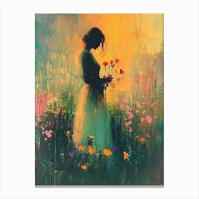 Girl In A Field Canvas Print