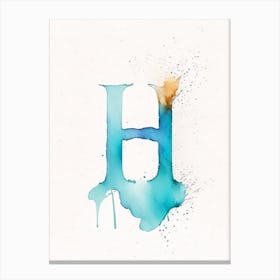 H, Letter, Alphabet Minimalist Watercolour 1 Canvas Print