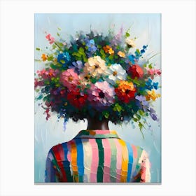 Woman With Flowers On Her Head Canvas Print