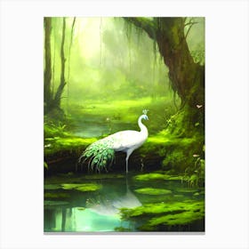 Peacock In The Forest Canvas Print