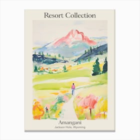 Poster Of Amangani   Jackson Hole, Wyoming   Resort Collection Storybook Illustration 1 Canvas Print