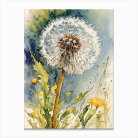 Make a Wish Dandelion Artwork Watercolor Painting in an English Summer Garden by John Arwen Canvas Print