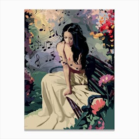 Girl With Music Notes 2 Canvas Print