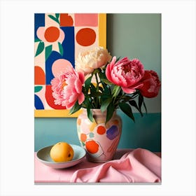 Peonies In A Vase 3 Canvas Print