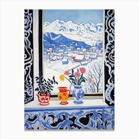 The Windowsill Of Aosta   Italy Snow Inspired By Matisse 2 Canvas Print