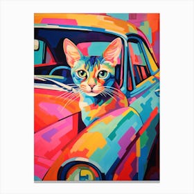 Chevrolet Bel Air Vintage Car With A Cat, Matisse Style Painting 2 Canvas Print