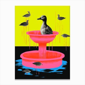 Abstract Vibrant Ducks In A Fountain Canvas Print