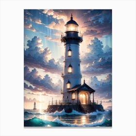 A Lighthouse In The Middle Of The Ocean 35 Canvas Print