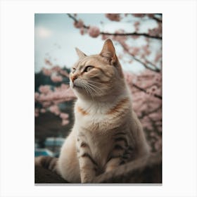 Cat In Cherry Blossoms 9 Canvas Print