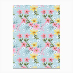 Pink And Yellow Flowers Canvas Print