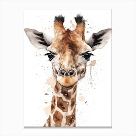 Baby Giraffe Watercolour Nursery 4 Canvas Print