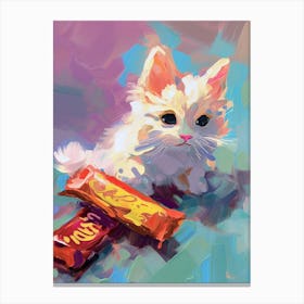 White Kitten Oil Painting 3 Canvas Print