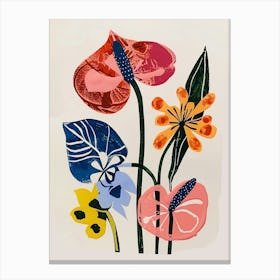 Painted Florals Flamingo Flower 1 Canvas Print