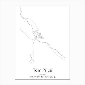 Tom Price,Australia Minimalist Map Canvas Print