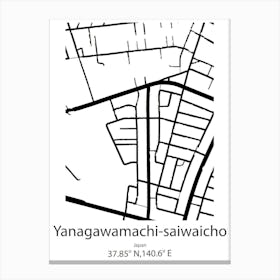 Yanagawamachi Saiwaicho,Japan Minimalist Map Canvas Print