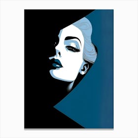 Woman With Blue Eyes Black background Canvas Print