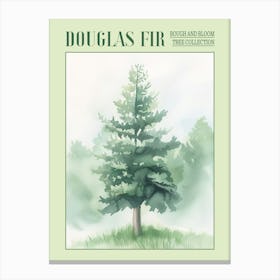 Douglas Fir Tree Atmospheric Watercolour Painting 2 Poster Canvas Print