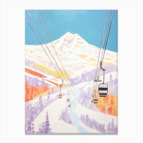 Lech Zurs Am Arlberg   Austria, Ski Resort Pastel Colours Illustration 1 Canvas Print
