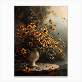 Baroque Floral Still Life Black Eyed Susan 4 Canvas Print