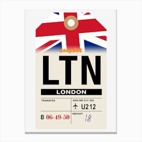 London (LTN) England Vintage Airline Luggage Tag Canvas Print