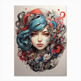 Girl With Blue Hair Canvas Print