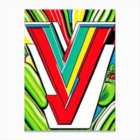 V   Vegetables, Letter, Alphabet Comic 1 Canvas Print