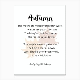 Autumn Poem By Emily Elizabeth Dickinson Canvas Print