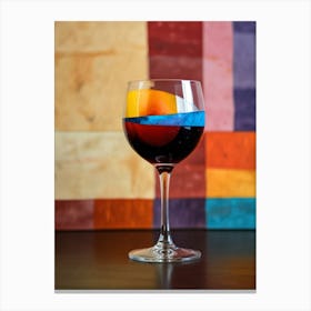 Wine Glass On A Colorful Background Canvas Print