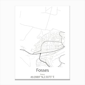 Fosses,France Minimalist Map Canvas Print