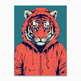 Tiger Illustrations Wearing A Hoodie 1 Canvas Print
