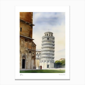 Pisa, Tuscany, Italy 4 Watercolour Travel Poster Canvas Print