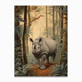 Rhino In The Trees At Dawn 3 Canvas Print