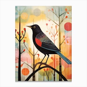 Bird Painting Collage Blackbird 2 Canvas Print