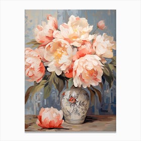 Peony Flower Still Life Painting 3 Dreamy Canvas Print