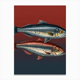 Two Fish On A Red Background Canvas Print