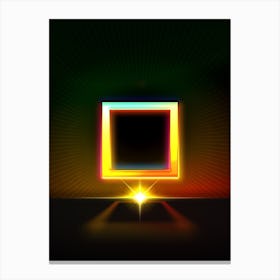 Neon Geometric Glyph in Watermelon Green and Red on Black n.0217 Canvas Print