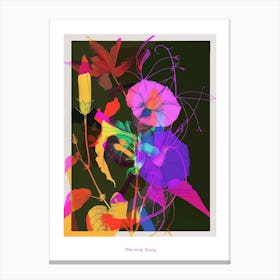 Morning Glory 3 Neon Flower Collage Poster Canvas Print