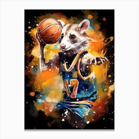  A Possum In Basketball Kit Vibrant Paint Splash 2 Canvas Print