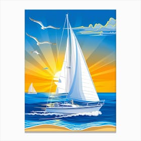 Sailboat On The Beach 3 Canvas Print