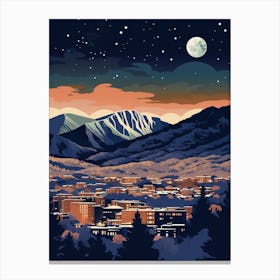 Winter Travel Night Illustration Boulder Colorado 1 Canvas Print