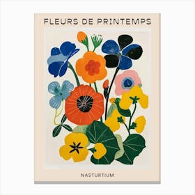 Spring Floral French Poster  Nasturtium 2 Canvas Print