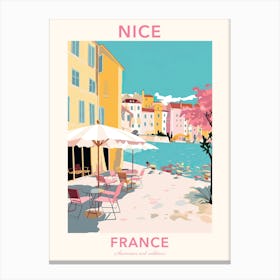 Nice, France, Flat Pastels Tones Illustration 1 Poster Canvas Print