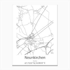 Neunkirchen,Austria Minimalist Map Canvas Print