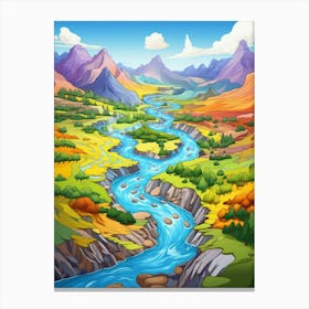 Plateau River Basins Cartoon 3 Canvas Print