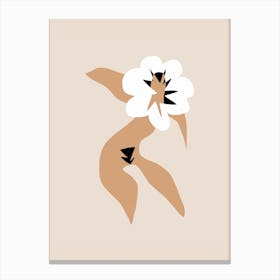 White Floral Twerk Canvas Print