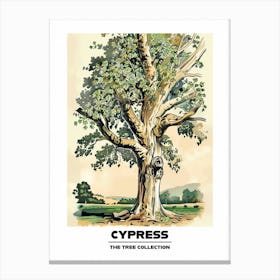Cypress Tree Storybook Illustration 2 Poster Canvas Print