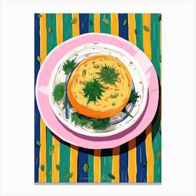 A Plate Of Pumpkins, Autumn Food Illustration Top View 23 Canvas Print
