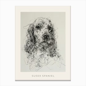 Susex Spaniel Dog Line Sketch 2 Poster Canvas Print