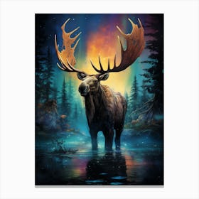 Kbgtron A Moose Colorful Lights In The Style Of Fantastical Cre 119336ae B259 434c 949e 5bbbaa303e9c Canvas Print