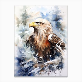Snowy Eagle Watercolour 4 Canvas Print